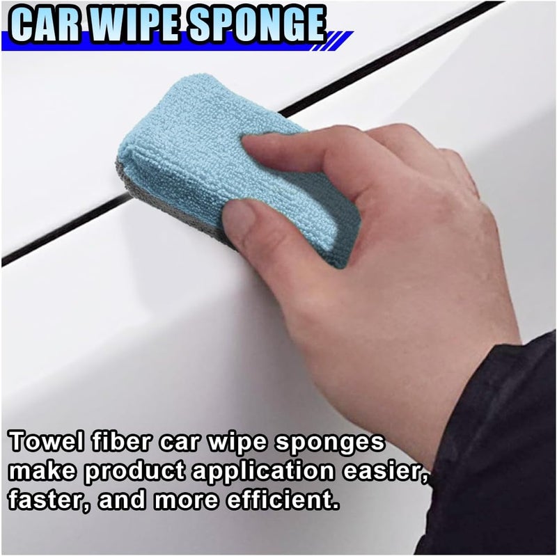 LHDOS 12PCS Ceramic Coating Applicator Sponge, 4.13'' x 1.84'' Microfiber Car Detailing Applicator Pad, Rectangular Car Foam Cleaning Pad, Auto Polishing Pad for Wax, Paint, Sealant (Blue) - Image 3